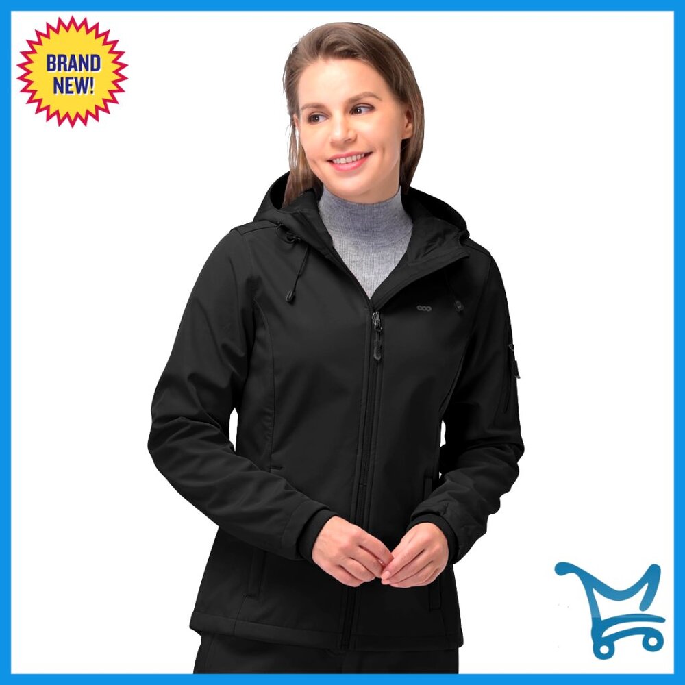 Fleece Lined Softshell Jacket Hooded Windproof In… - image 1